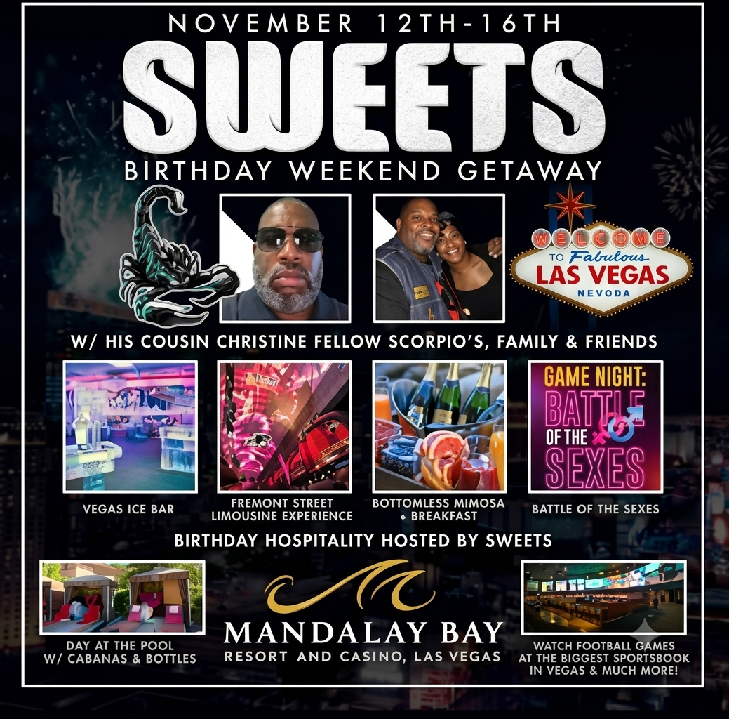 Sweets Birthday Weekend Getaway event flyer